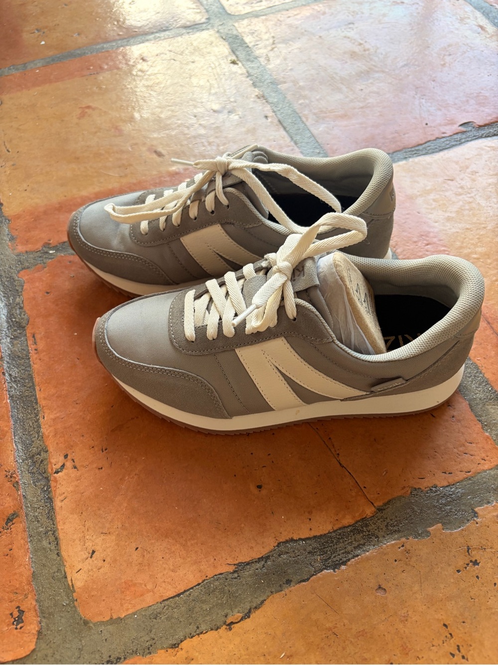 Casual Light Gray womens Sneakers with Cream Accents